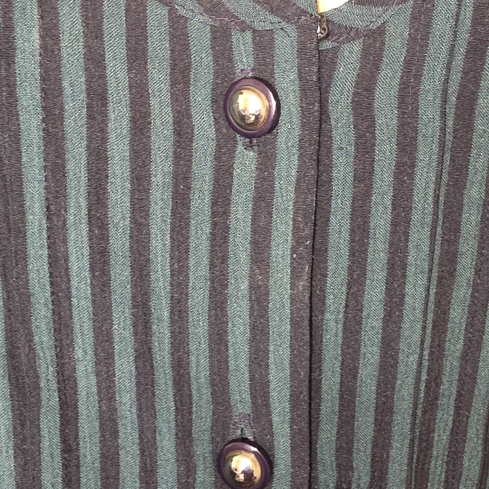 Sleeveless Button-Front Midi Dress in Teal Stripe - Picture 4 of 7